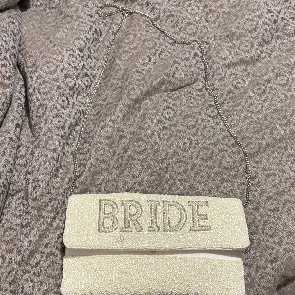 Beaded Bride Clutch with Chain